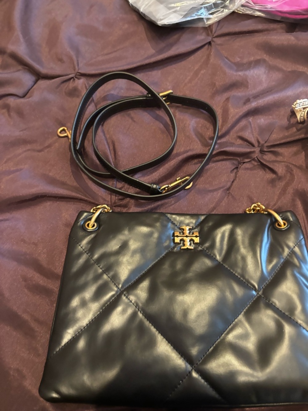 Kira Small Diamond Quilted Leather Black shoulder bag